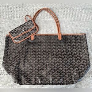 Goyard Saint Louis GM Tan Black Tote Bag